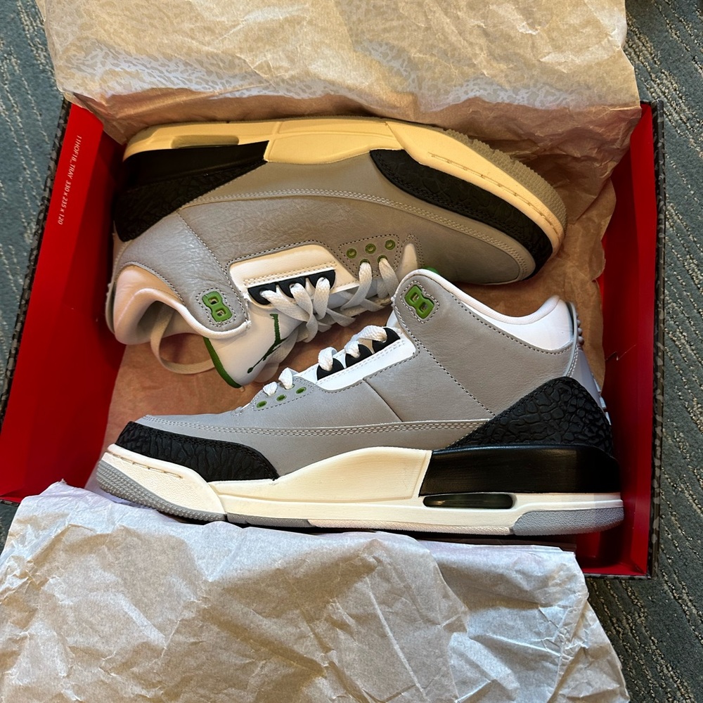 Jordan 3 Retro color Chlorophyll size 9